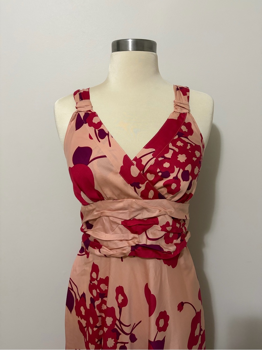 Marc Jacobs Barneys Coop Sleeveless Pink/Peach Floral Midi Dress Sz 4 - Picture 3 of 9